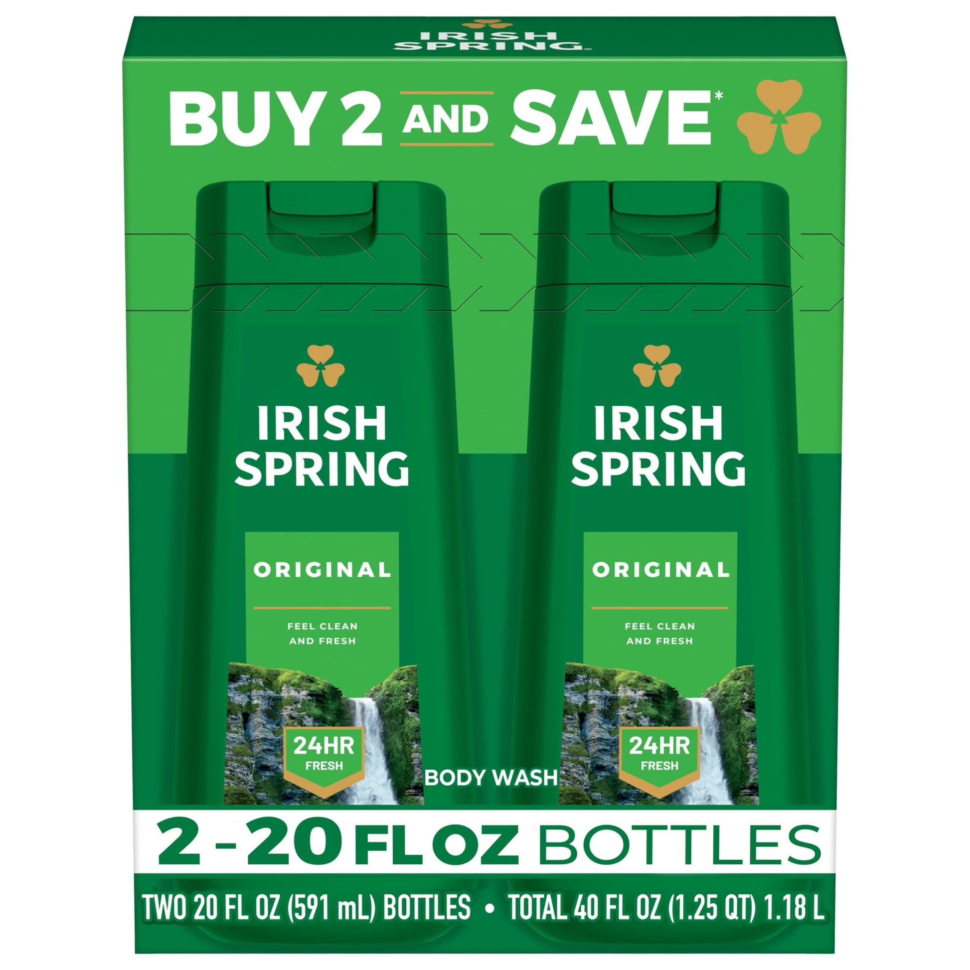 Irish Spring Mens BodyWash, BodyWash for Men, All Skin Types, Original Scent, 20 fl oz Bot