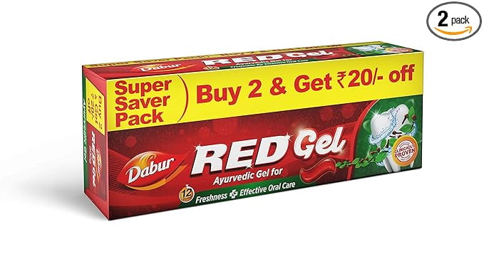 Dabur Gel Ayurvedic Toothpaste - Controls bad breath, plaque, gingivitis, toothache, 300g