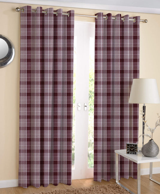 Airwill Designer Cotton Window Curtains (Maroon, 4Ft Width And 5Ft In Length) - Pack Of 2