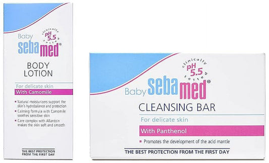 Sebamed Baby Lotion, 100ml & Baby Cleansing Bar - 100 g Combo