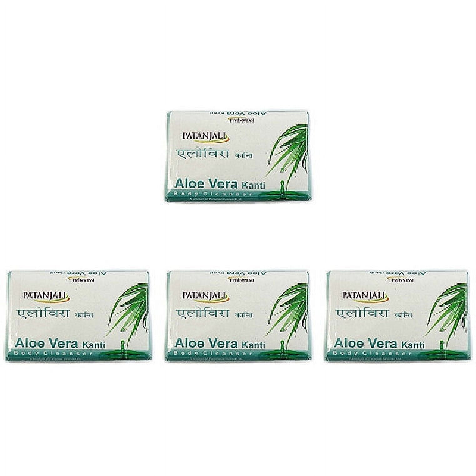 Pack Of 4 - Patanjali Aloe Vera Kanti Body Cleanser Soap Bar - 140 Gm (4.93 Oz)