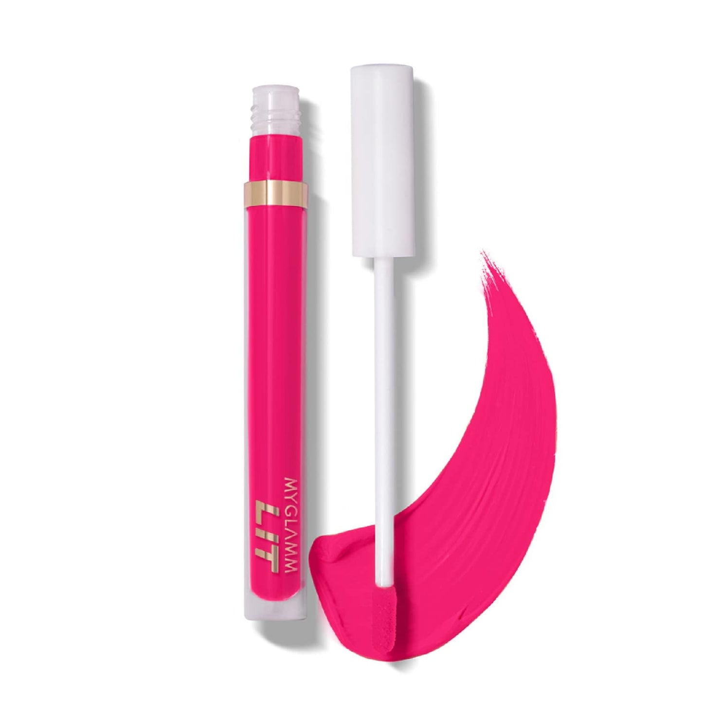 MyGlamm LIT Liquid Matte Lipstick-Plus one (Pink)-3 ml | With Moringa Oil | 12HR Long-last
