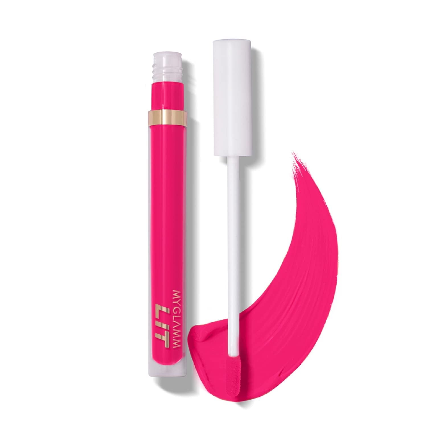 MyGlamm LIT Liquid Matte Lipstick-Plus one (Pink)-3 ml | With Moringa Oil | 12HR Long-last