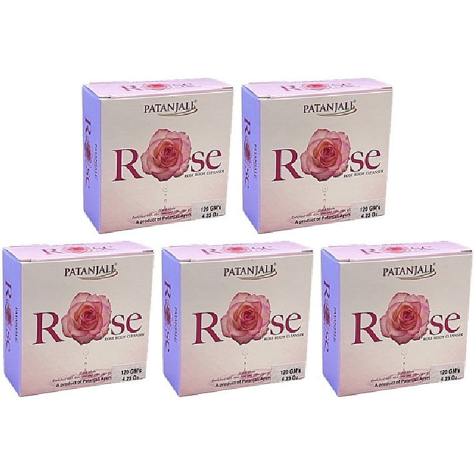 Pack Of 5 - Patanjali Rose Body Cleanser Soap Bar - 120 Gm (4.23 Oz)