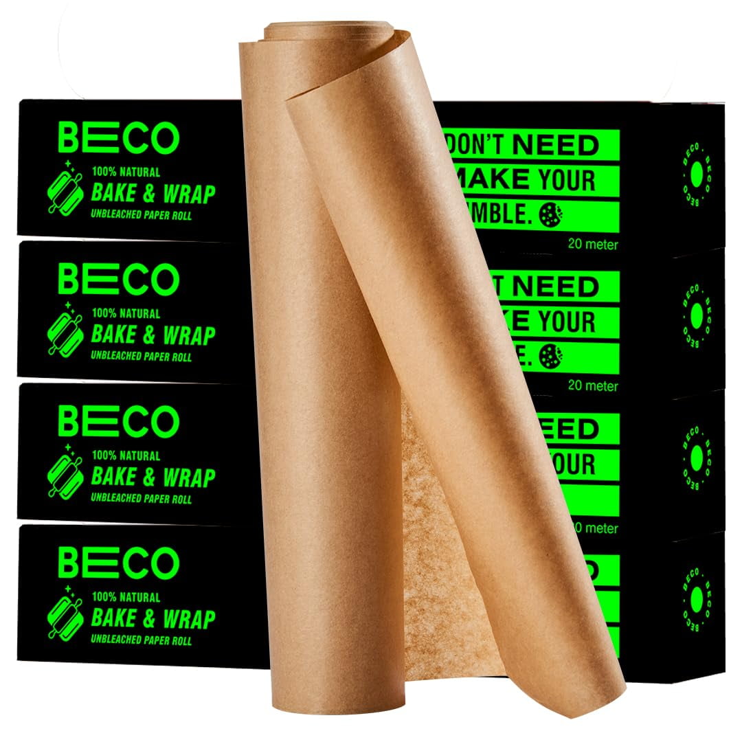Beco Eco-Friendly Baking & Wrapping Paper, 20 Meter Roll Each, Pack Of 4, 100% Bamboo Pulp