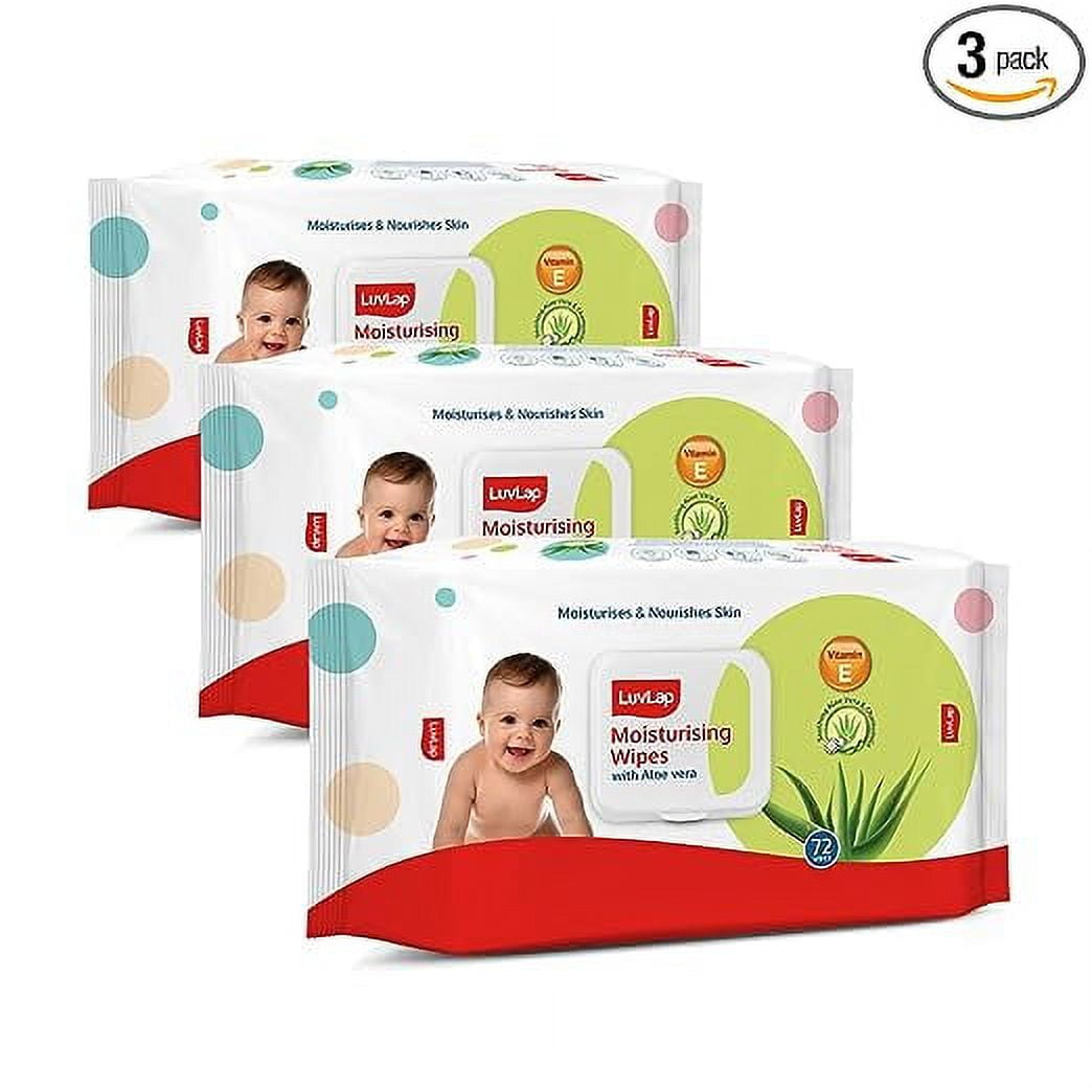 LuvLap Paraben Free wipes for baby skin with Aloe Vera Baby Wipes 72 Wipes Pack With Lid P
