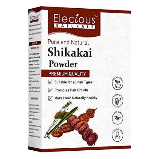 Elecious Shikakai Powder for Hair High Quality, Handpicked Shikakai No Preservative, Chemi