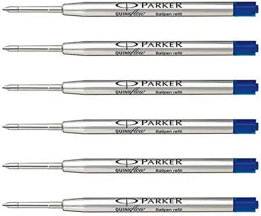 Parker Quink Flow Ball Pen Medium Point Blue Ink Refill (Pack of 6)