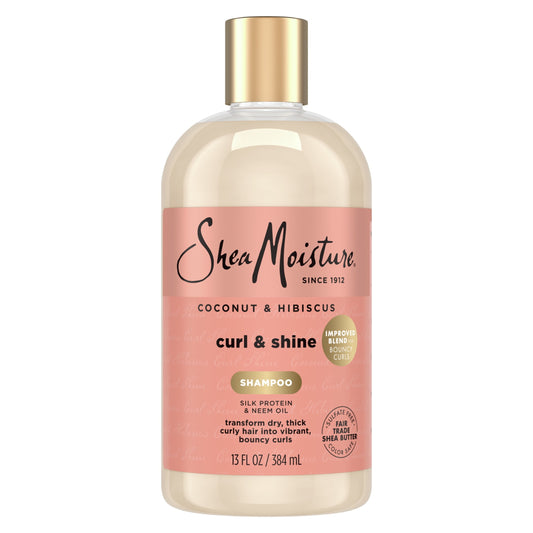 SheaMoisture Curl & Shine Shampoo Coconut & Hibiscus for Curly Hair Paraben Free, 13 oz Bo
