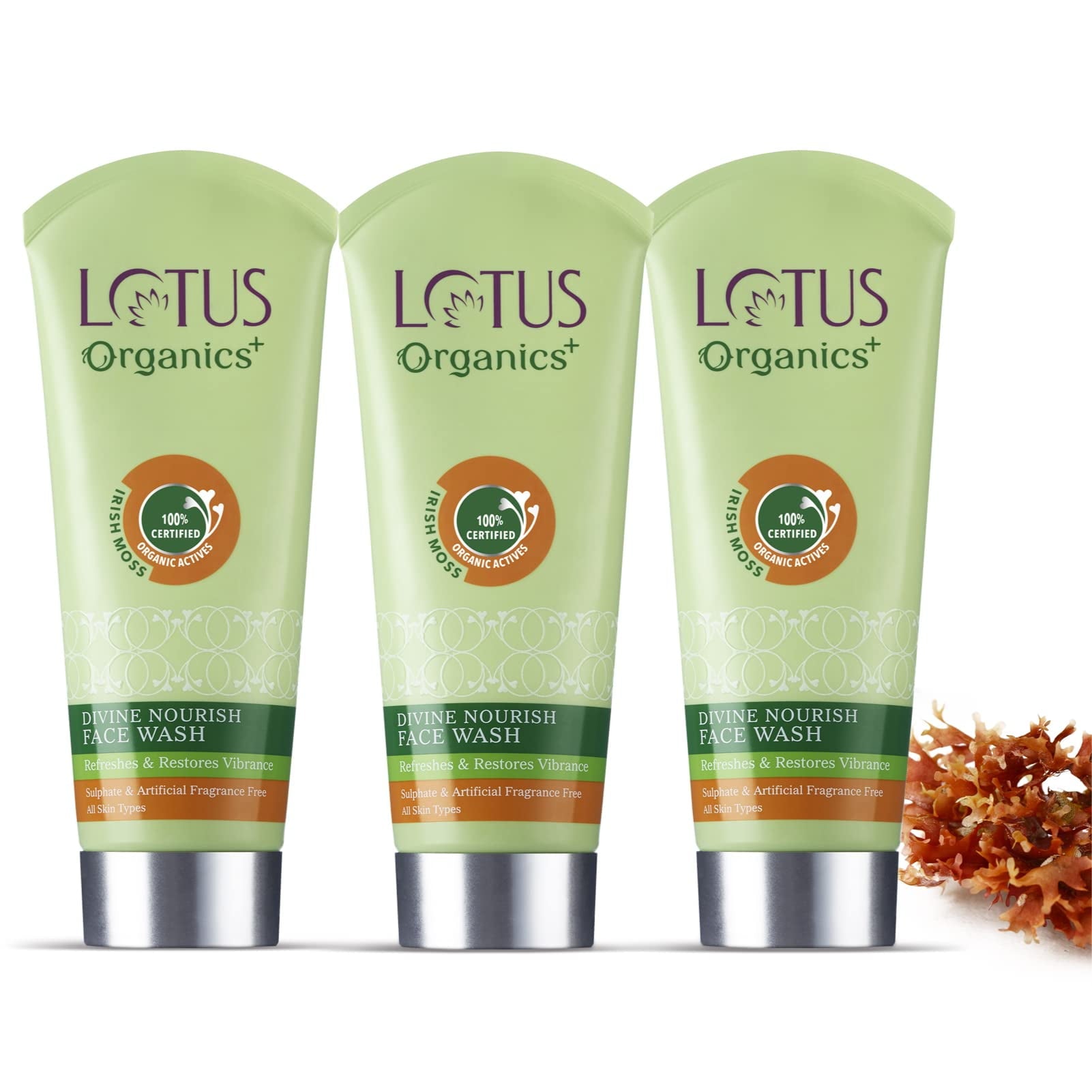 Lotus Organics+ Divine Nourish FaceWash | For Skin Nourishment & Hydration | Sulphate Free