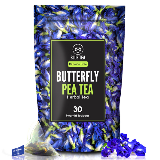 BLUE TEA - Butterfly Pea Flower Tea - 30 Pyramid TB | Caffeine-Free | Makes Blue Mocktails