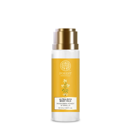 Forest Essentials Travel Size Ultra-Rich Body Milk Mashobra Honey & Vanilla| Natural Moist