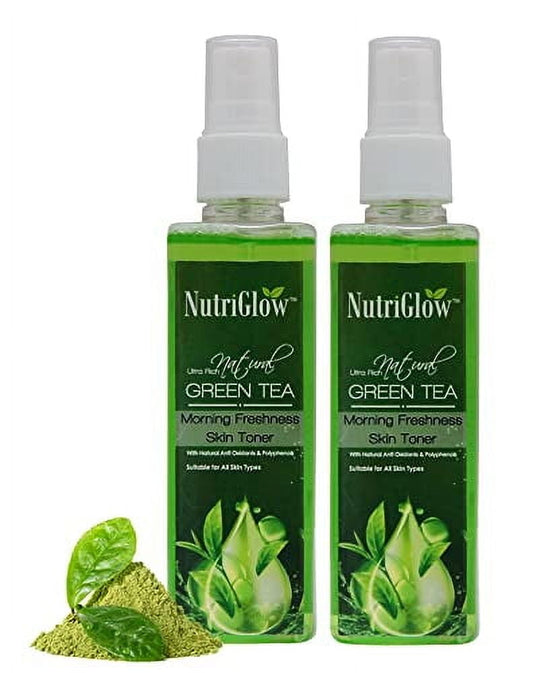 NutriGlow Green Tea Toner For Whitening & Nourishing Skin, Remove Dead Skin Cells, Dark Spots, Smoother Skin Tone, 100ml Each,