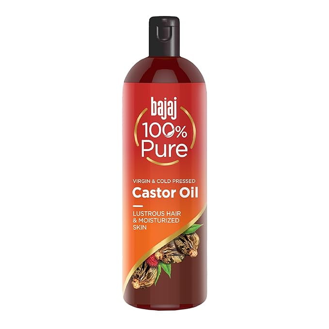 Bajaj 100% Pure Castor Oil 200ml, Pure HairOil, Natural Cold-Pressed Castor Oil, No Silico