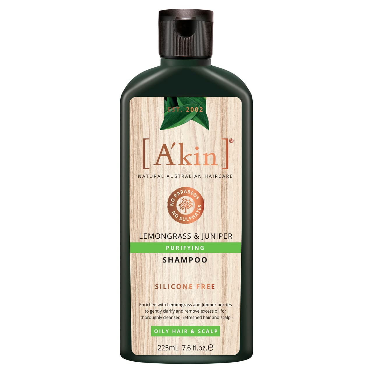 A'Kin Natural Purifying Lemongrass & Juniper Shampoo For Oily Hair & Scalp, No Paraben, No