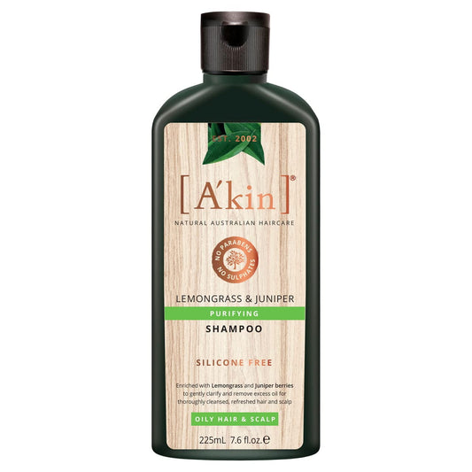 A'Kin Natural Purifying Lemongrass & Juniper Shampoo For Oily Hair & Scalp, No Paraben, No