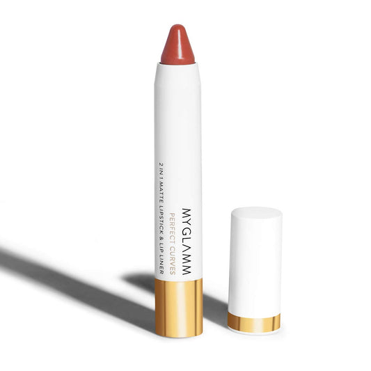 MyGlamm Perfect Curves Matte Lip Crayon-Biscotti (Brown)-3.7 gm | Brick Pink Matte Lipstic
