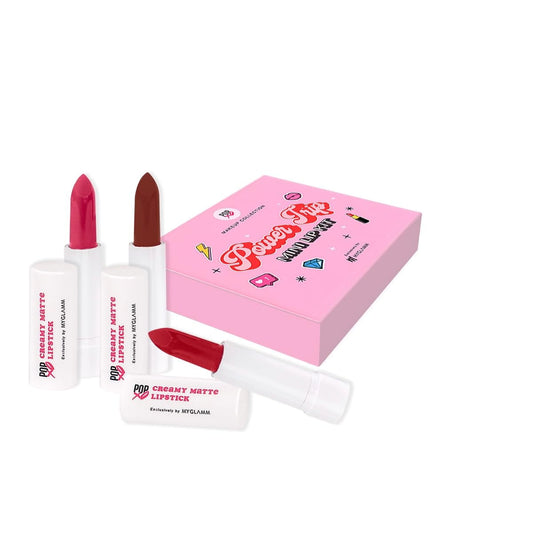 MyGlamm POPxo Makeup Collection - Power Trip Mini Lip Kit Lipstick, Cream Finish| Paraben-