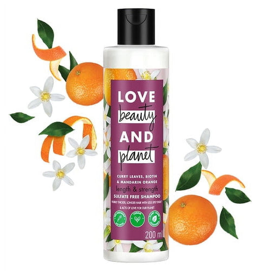 Love Beauty and Planet Curry Leaves, Biotin & Mandarin Sulfate Free Shampoo for long & str