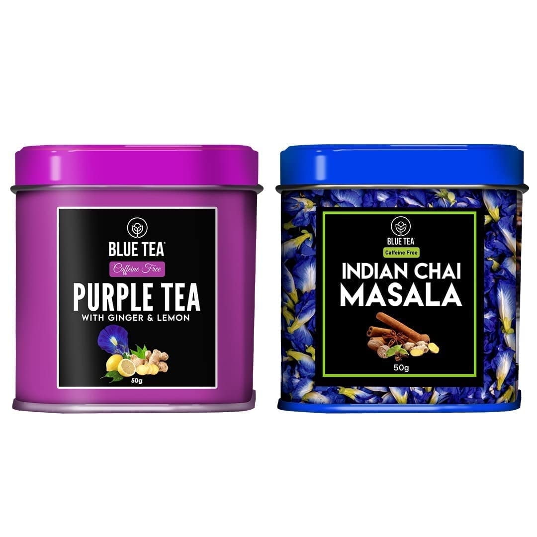 BLUE TEA - Combo Pack - Chai Masala & Purple Tea Spiced (100 Gram - 100 Cups) | Butterfly