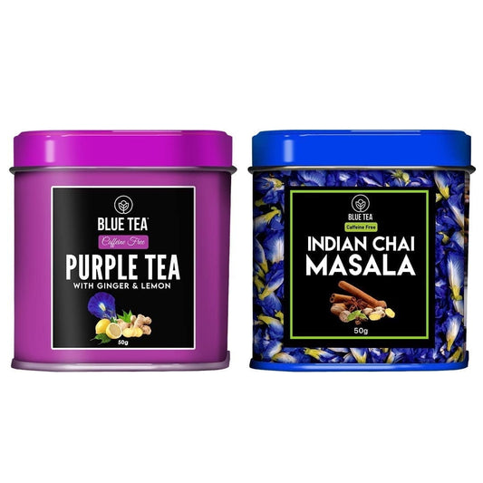 BLUE TEA - Combo Pack - Chai Masala & Purple Tea Spiced (100 Gram - 100 Cups) | Butterfly