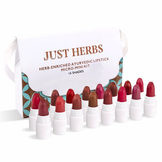Just Herbs Ayurvedic Lipstick Micro-Mini Trial Kit, Multicolor 38gm (