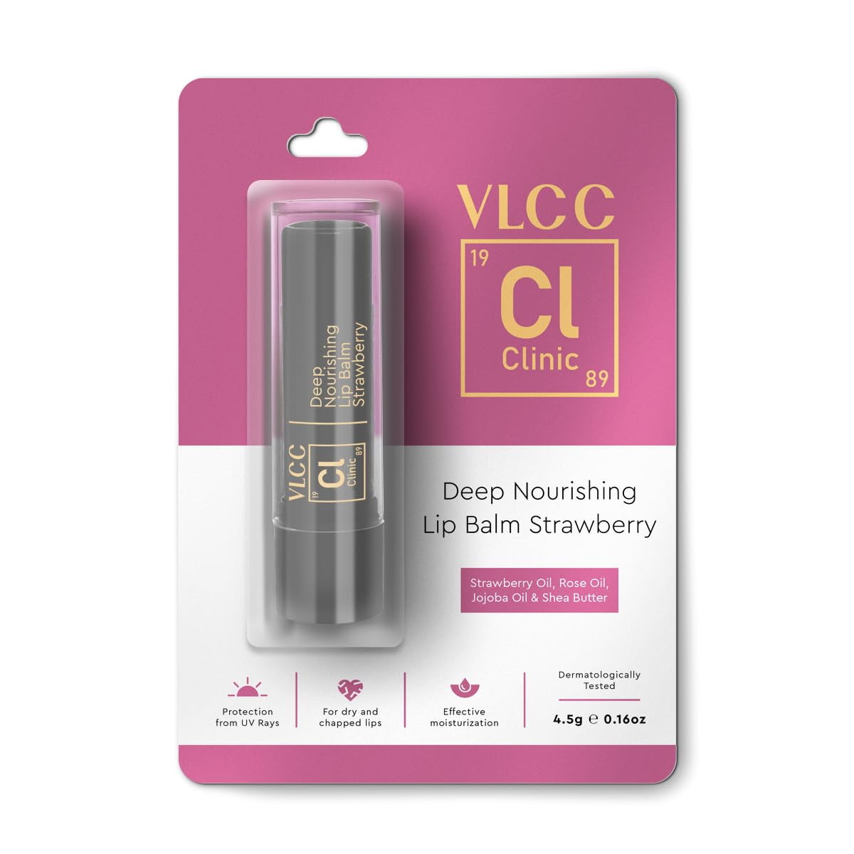 Vlcc Clinic Deep Nourishing LipBalm Strawberry & Rose - 4.5G | Nourishes Lips | Deep Hydra