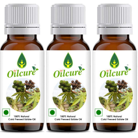 OILCURE Castor Oil Cold Pressed Edible 100 Ml - Pack Of 3 (300 Ml)