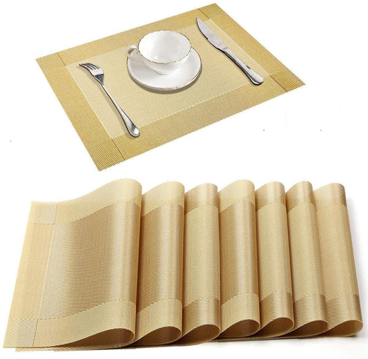 Bhaguji Pvc Polyester Placemats Set Of 8 Heat-Resistant Placemat For Dining Table Woven Vi