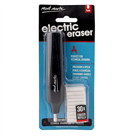 Mont Marte Electric Eraser, Includes 30 Eraser Refills. Suitable for use with Graphite Pen