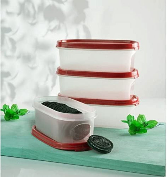 Tupperware. MM Oval #1 Containers 500 ml Red Set of 4 Pc(Plastic)