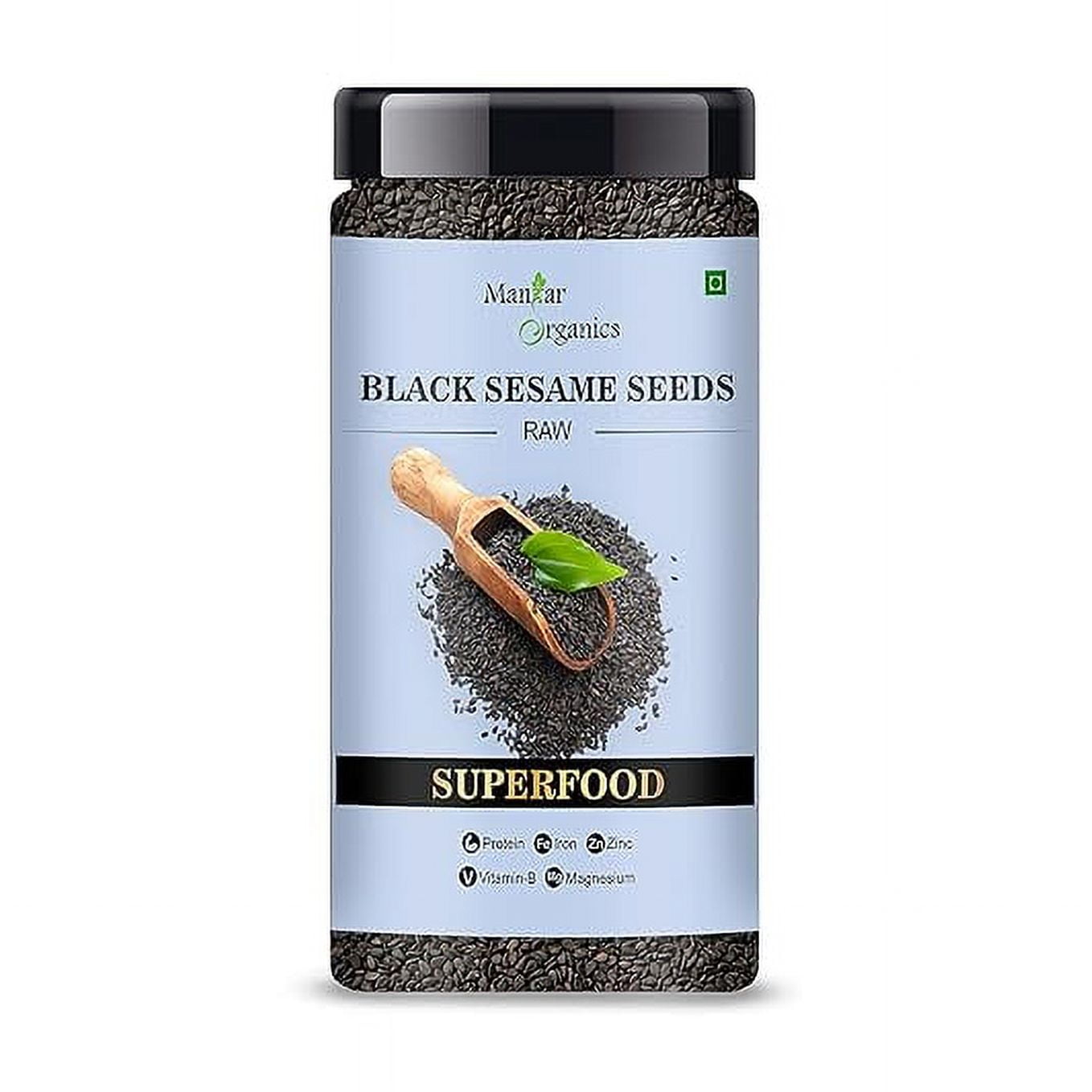 ManHar Organics Raw Black Sesame Seeds/Kale Til/Black Til Jar 135gm