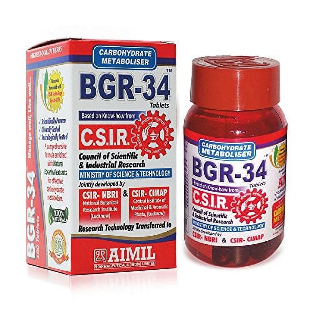 100 BGR-34 TABLETS (1 PACK) 100% NATURAL HERBAL Blood Glucose Metaboliser Research product