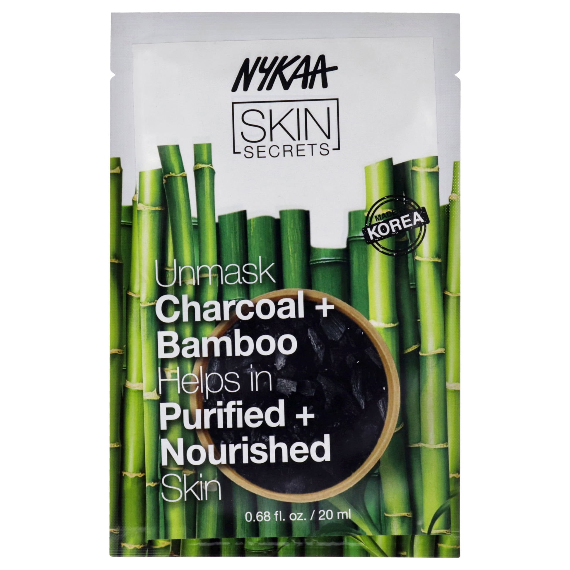 Nykaa Naturals Skin Bubble Sheet Mask, Charcoal and Bamboo, 0.67 oz