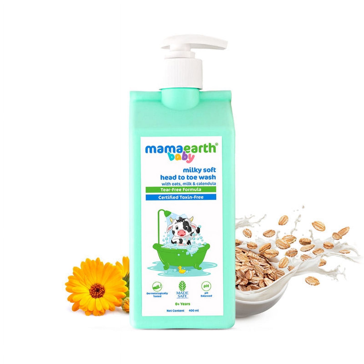 Mamaearth Milky Soft Head to Toe Wash With Oats, Milk, and Calendula for Babies(400 g)