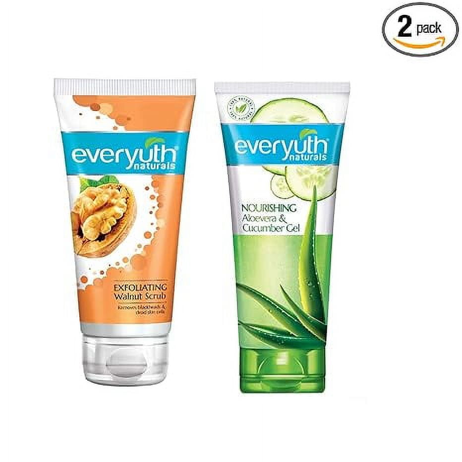 Everyuth Exfoliating Walnut Scrub, 50gm and Nourishing Aloe Vera & Cucumber Gel, 100gm, Co
