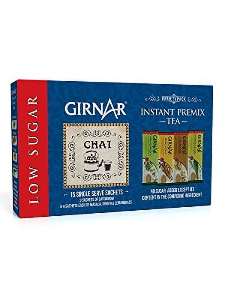 Girnar Instant Tea/Chai Premix Low Sugar Variety Pack 15 Sachets - Girnar Tea
