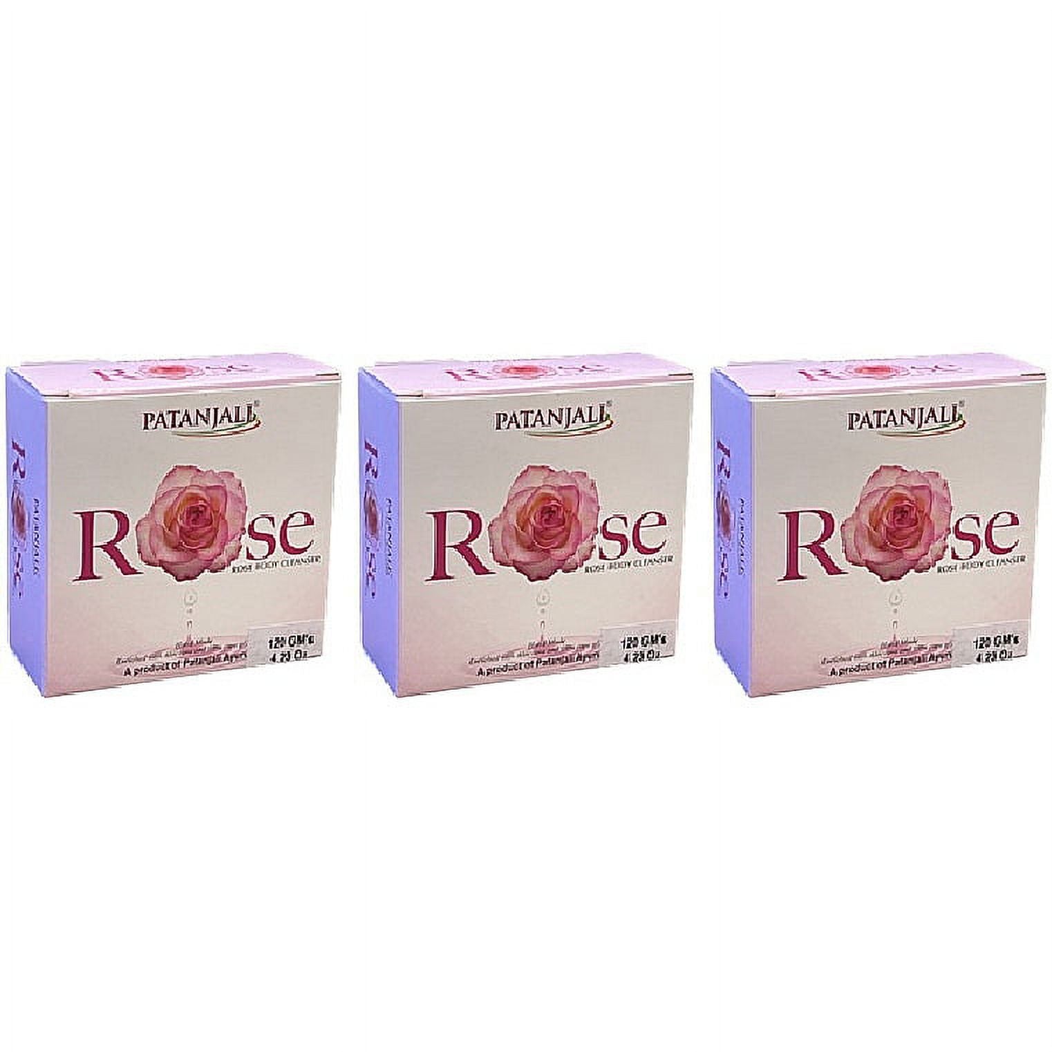 Pack Of 3 - Patanjali Rose Body Cleanser Soap Bar - 120 Gm (4.23 Oz)