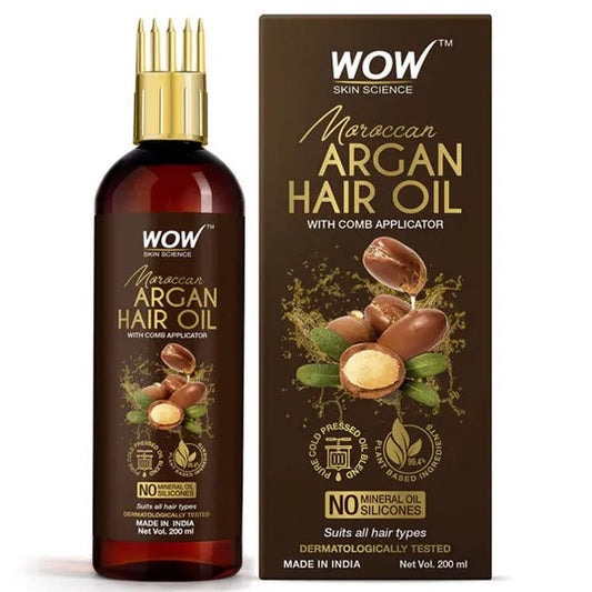 Wow Skin Science Moroccan Argan HairOil, 200ml With Comb