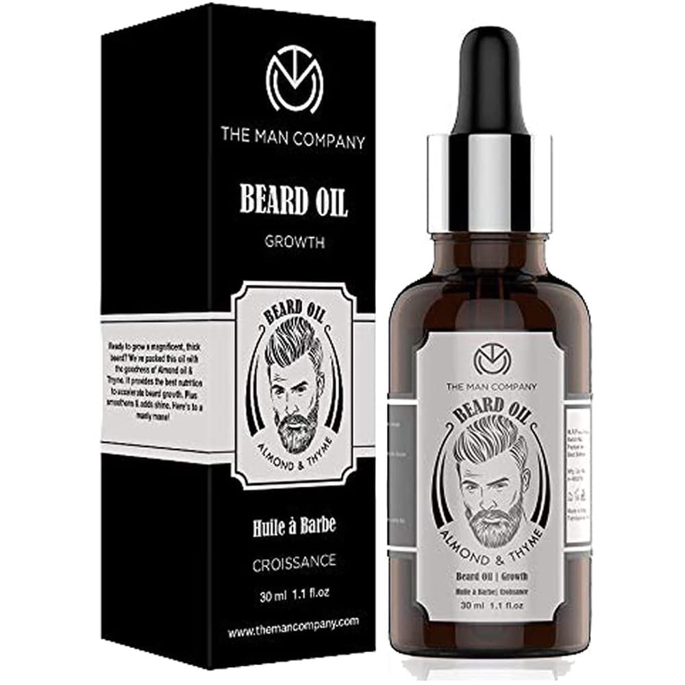 The Man Company 100% Natural Beard Oil for Men with Almond Oil, Thyme, Argan, and Jojoba O