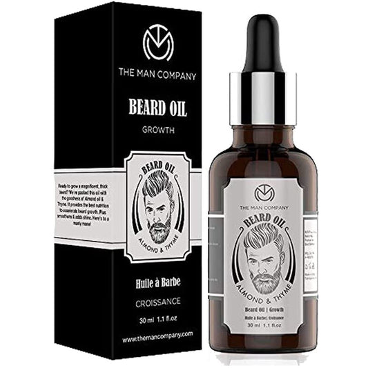 The Man Company 100% Natural Beard Oil for Men with Almond Oil, Thyme, Argan, and Jojoba O
