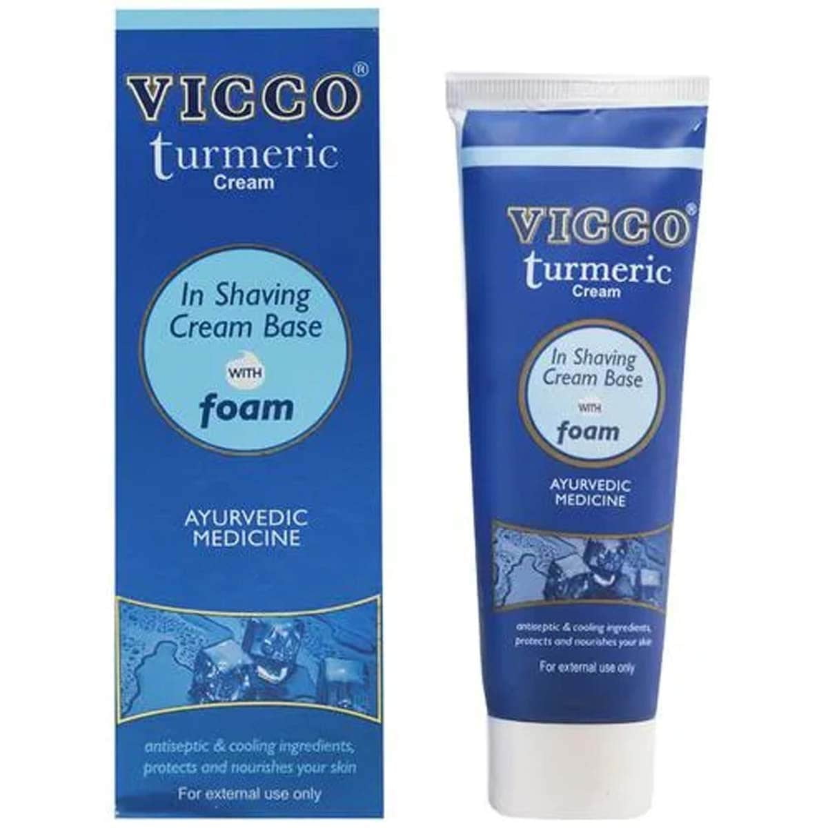 VICCO Turmeric Cream in Shaving Cream Base with foam-70g
