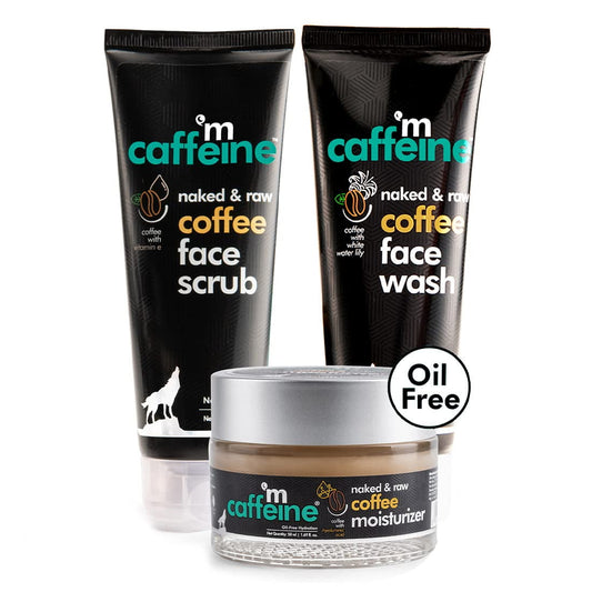 mCaffeine Coffee C-E-M Routine | FaceWash, Face Scrub & Moisturizer for Deep Cleansing, Ex