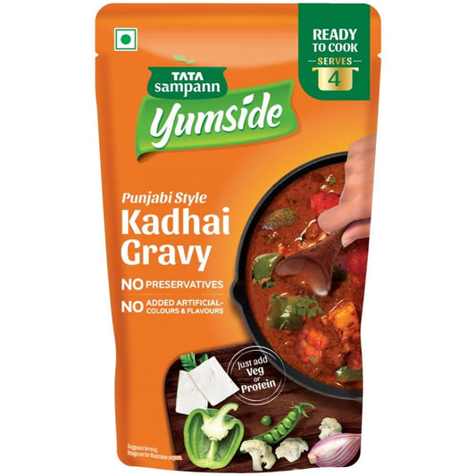 Tata Sampann Yumside Punjabi Style Kadhai Gravy | Ready To Cook | Serves 4 Pax, 180G