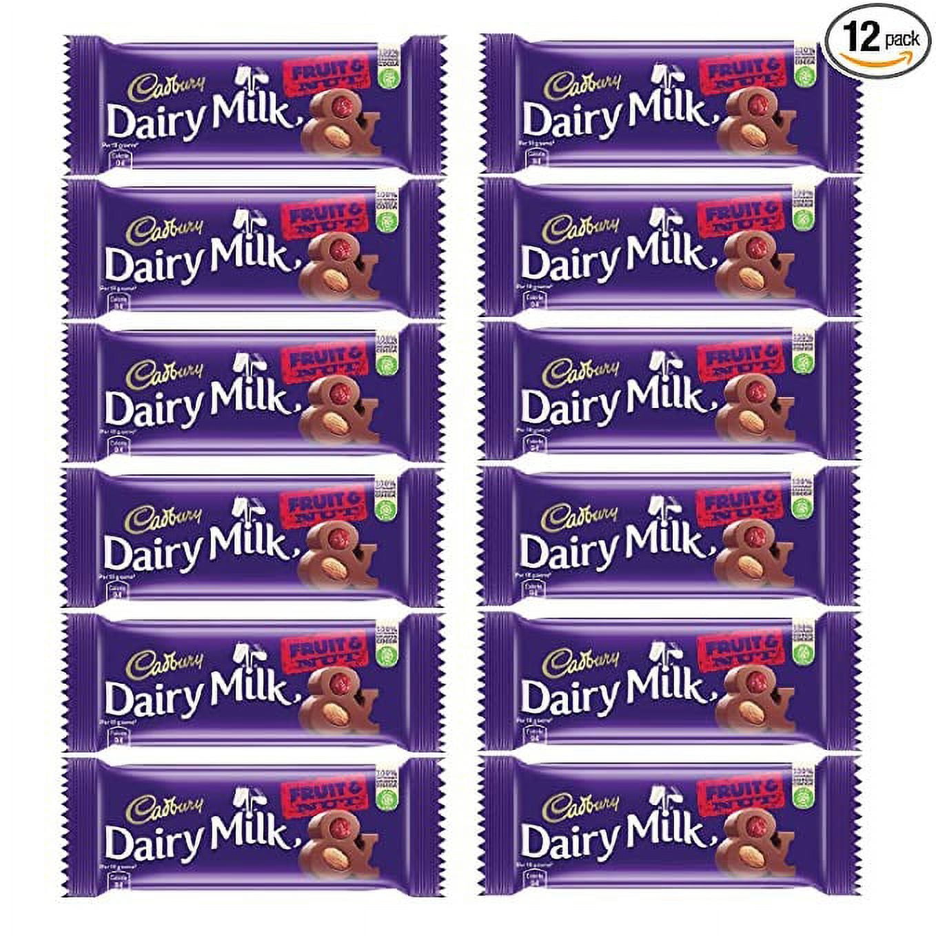 Cadbury Dairy Milk Fruit and Nut Chocolate Bar, 36g (Pack of 12)