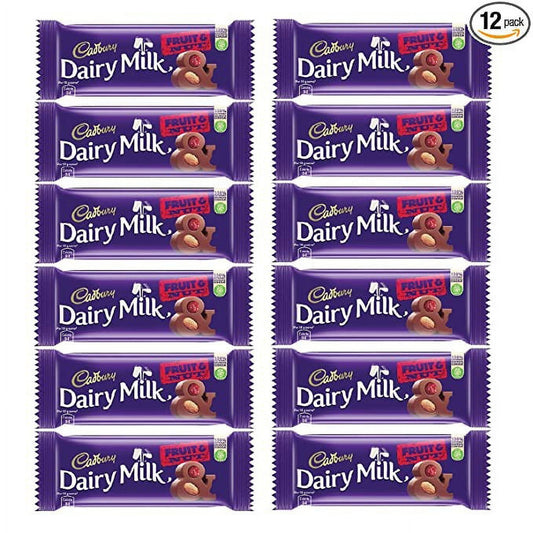 Cadbury Dairy Milk Fruit and Nut Chocolate Bar, 36g (Pack of 12)