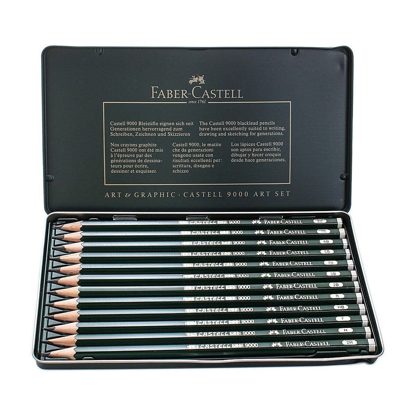 Faber-Castell 9000 Graphite Sketch Pencil Sets Art 8B - 2H Set Of 12 (119065) 69103