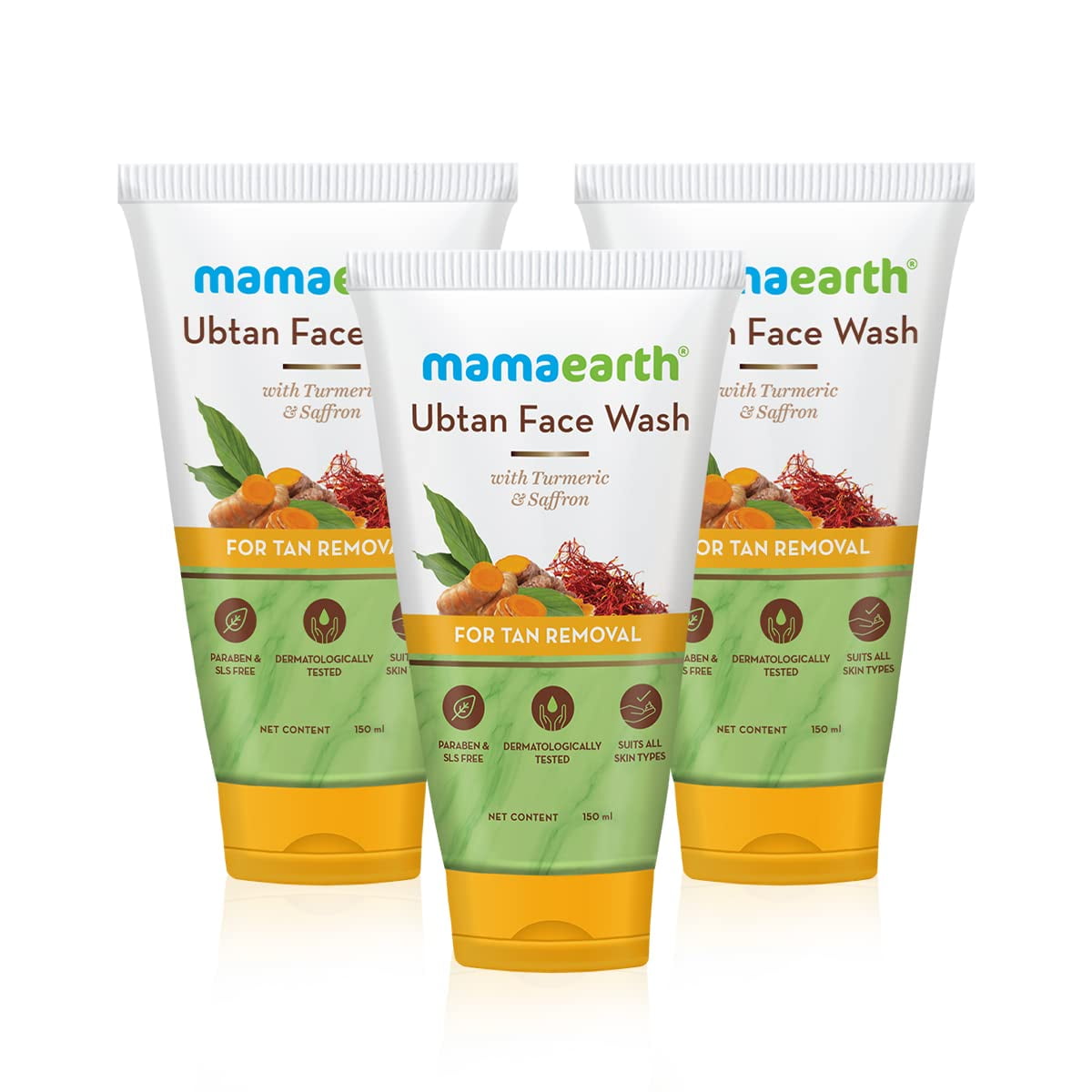 Mamaearth Ubtan Natural FaceWash For all Skin Type with Turmeric & Saffron for Tan Removal