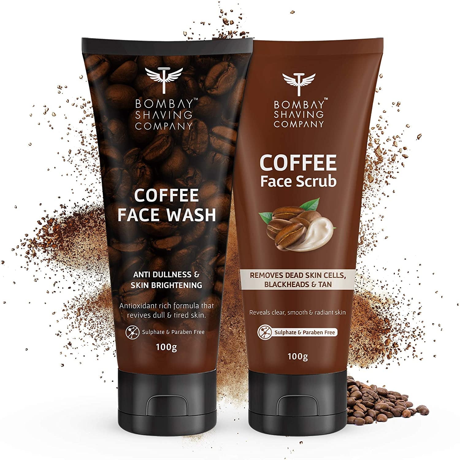 Bombay Shaving Company Deep Cleansing Set & De-Tan removal Coffee FaceWash & Face Scrub Pa