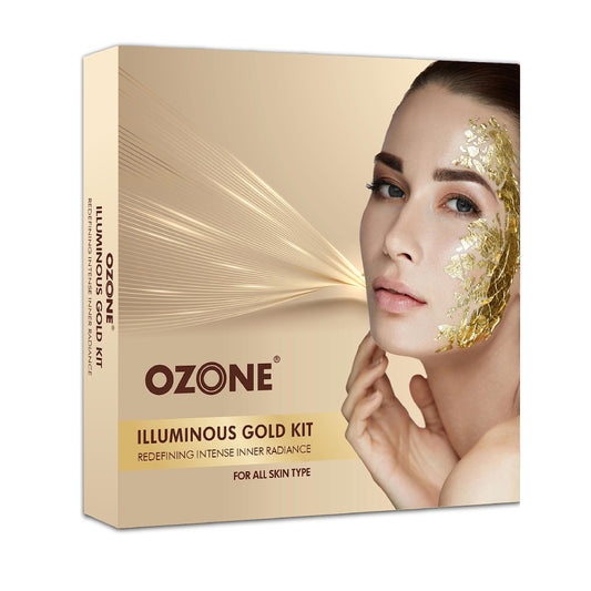 Ozone Illuminous Gold Facial Kit For Men & Women | Ideal For All Skin Type | 6 Easy Step F